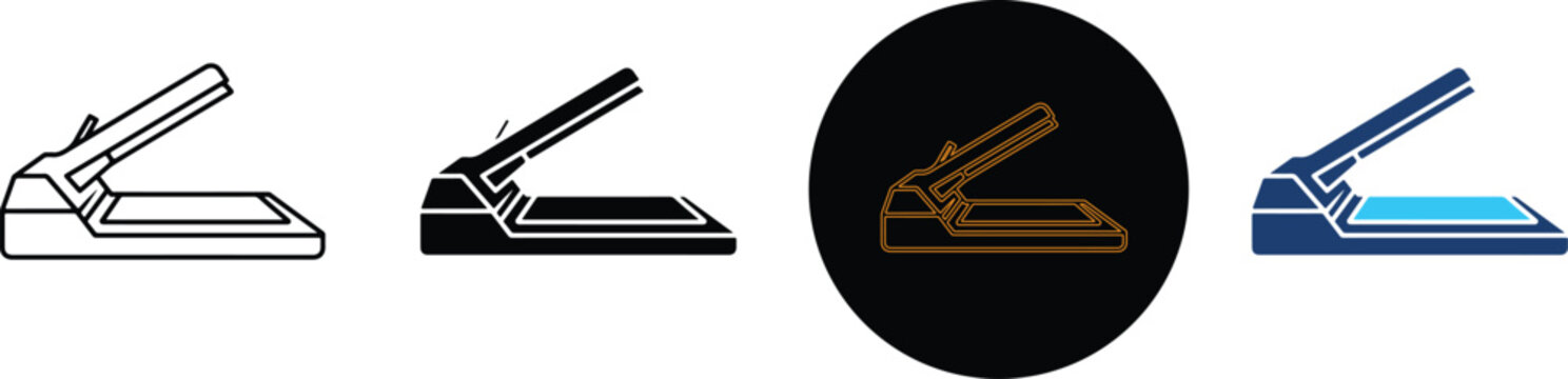 Four distinct variations of a modern office paper document scanner