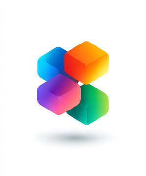 Abstract colorful 3d cubes icon design