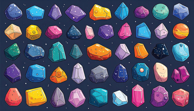 Colorful crystals and gemstones on display.