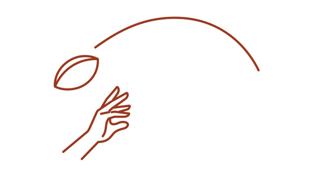 Clean flat vector line icon of a soccer long throw action, perfect for set piece diagrams, sideline coaching notes, sports apps, or rule guides.