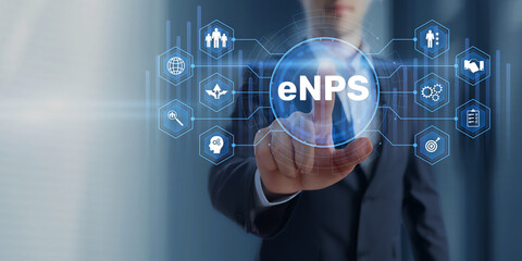 Fototapeta premium enps Employee Net Promoter Score System for Employee Engagement and Satisfaction Measurement