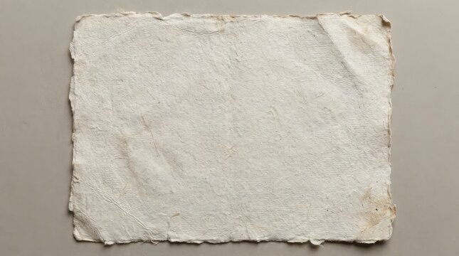 Handmade textured paper sheet with rough deckle edges on a neutral background
