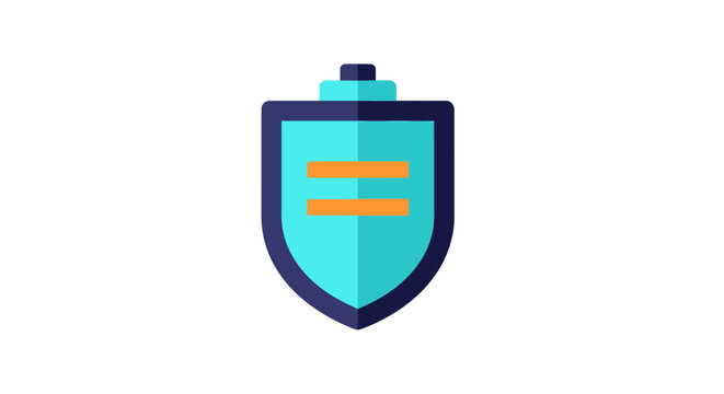Colorful shield emblem with parallel bars icon design.