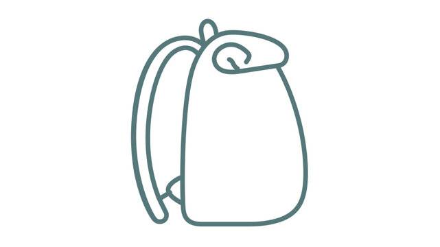 Clean flat vector line icon of a compact emergency backpack, useful for preparedness guides, evacuation checklists, safety apps, and rescue kits.