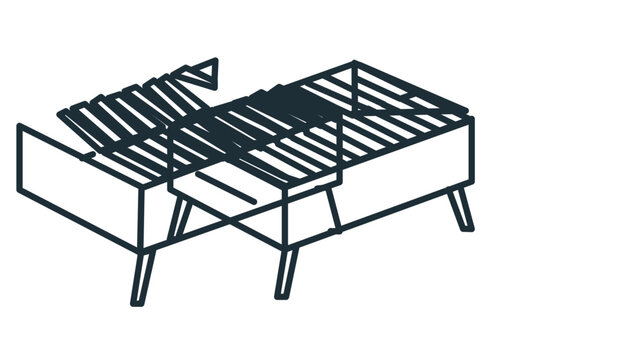 Clean flat vector line icon of a barbecue grill for food service, perfect for steakhouse menus, catering pages, chef blogs, and delivery apps.