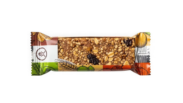 Granola bar with dried fruits and nuts isolated on transparent background