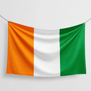 Ivory Coast National Flag Waving Hanging on Rope Cote d Ivoire Banner
