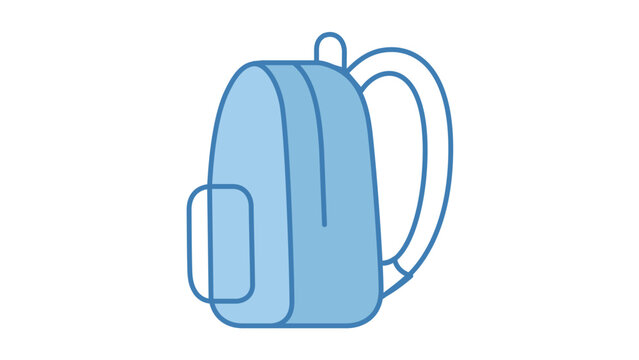 Clean flat vector line icon showing a compact backpack, suited to campus maps, packing checklists, commuter guides, and adventure interfaces.