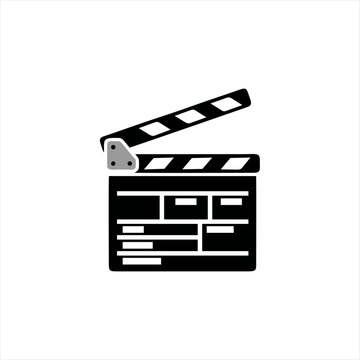 Minimalist Movie Clapperboard Icon on White Background