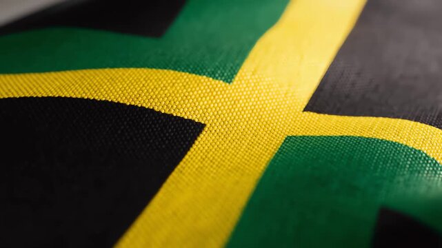 Jamaican Flag Fabric Texture Waving Representing National Identity