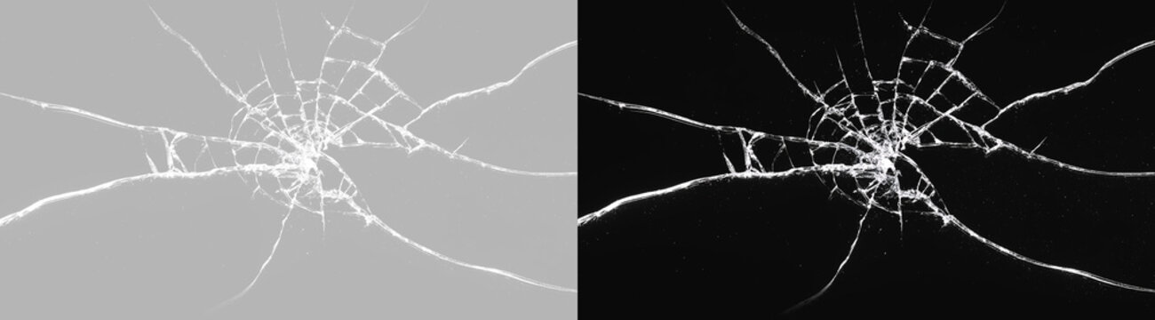 Shattered glass texture overlay on split screen background