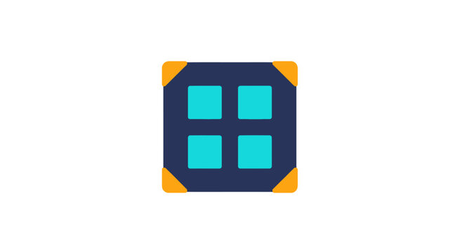 Colorful Pixelated Four Square Grid Icon Design.