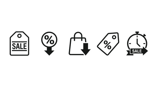 Set of commerce sale and discount icons