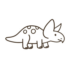 Fototapeta premium Coloringbook for school. Kawaii Dinosaur Clipart. Cute Cartoon Dinosaurs. Hand Drawn Vector Art. Prehistoric Animal Bundle. Digital Graphic Collection.