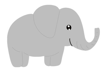 Fototapeta premium Cute Baby Elephant Cartoon Illustration Vector Character Isolated on White Background Funny Safari Wildlife Mammal Animal Clipart Design for Kids and Nature Themes