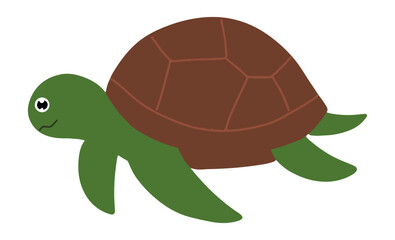 Fototapeta premium Kawaii turtle animal. vector illustration, Vector Clipart Design. Printable Download Pack.