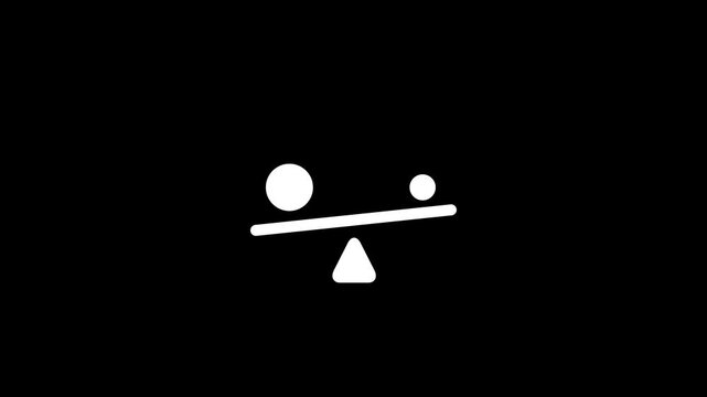 Balance scale icon centered on a triangle animation isolated on black background