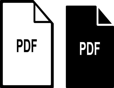 PDF file document flat outline icon set with digital page formats paper sheet and data download button design. Minimalist linear media extension layout isolated on white background