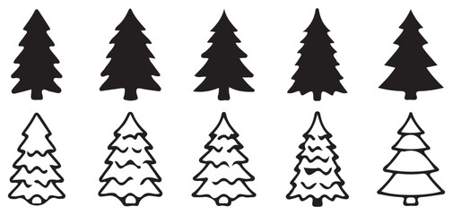 Obraz premium Collection of deciduous tree silhouettes for landscape and ecology design. vector illustration eps 10
