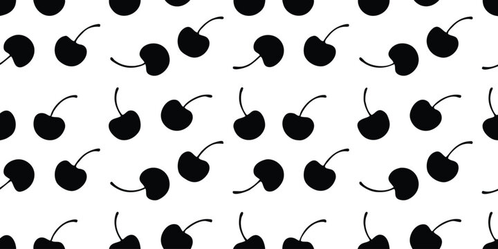 Seamless pattern with cherry fruit silhouettes on a transparent background
