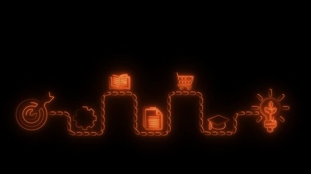 AI powered personalized E-Learning concept on the transparent background. Online education, skill development and graduation. Motion graphics of E-learning idea. 4k video animation.