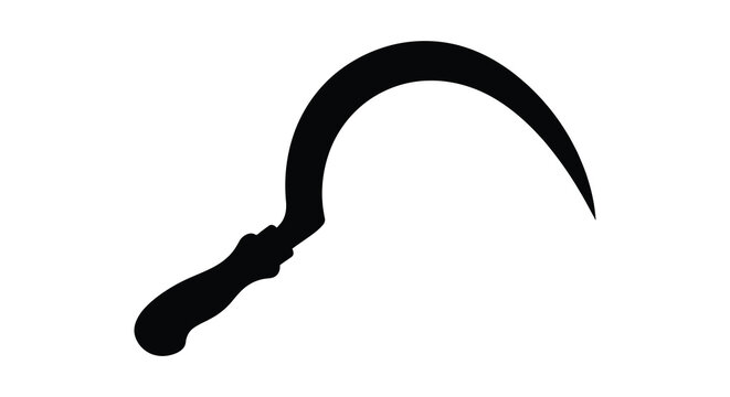 Hand sickle silhouette against a white background