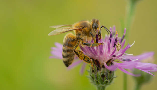 Honeybee Collecting Pollen on Wildflower