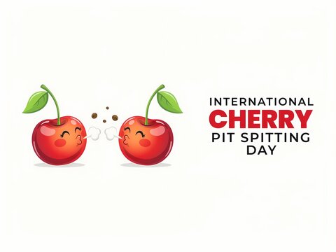 International cherry pit spitting day illustration isolated on white background