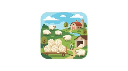 Sheep on green grass field farm. © Abidzar