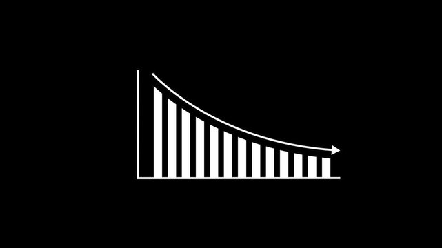 animated downward business graph icon with loss indicator, financial loss, economic downturn and business analytics concept on dark background