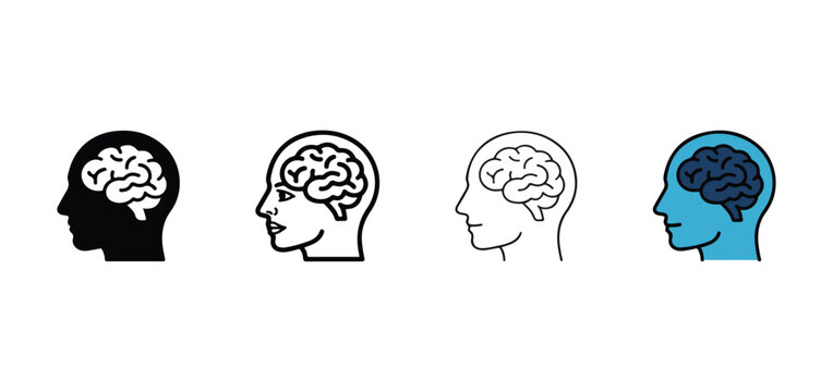 brain, head, human, profile, view, side, illustration, 