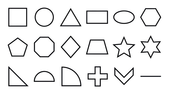 Grid of basic geometric shapes for education.