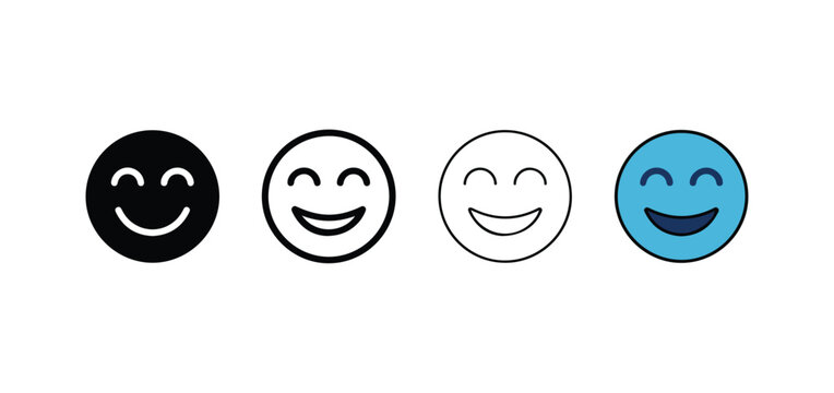 winking smiling faces in different colors and styles  emoticons with closed eyes and smiling mouths
