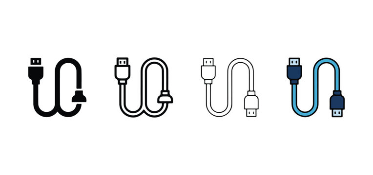 Usb cables in different colors and styles for technology and connectivity  various usb connectors and wires