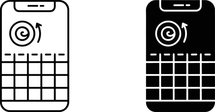 Smartphone touchscreen gestures icon set in outline and solid styles with smartphone gestures touchscreen interaction interface technology