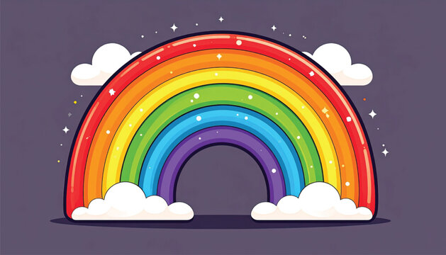 Colorful Rainbow with White Clouds.