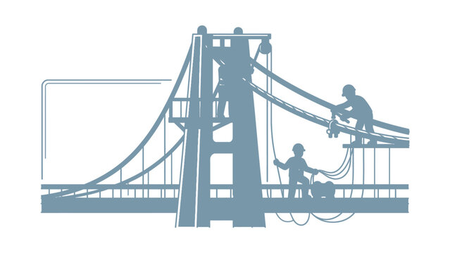 Bridge Construction Workers Silhouette Engineers Infrastructure Project