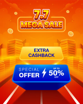 7.7 mega sale banner template design special offer