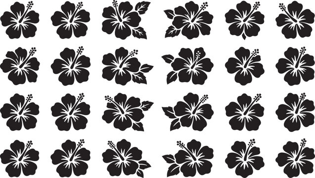 Hibiscus flower pattern black and white floral design for tropical decor