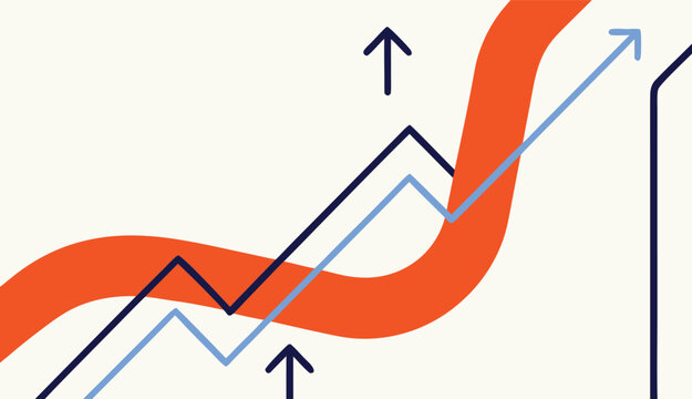 Red 3D Business Growth Graph with Up and Down Arrow Financial Market Chart and Profit Data Illustration Concept