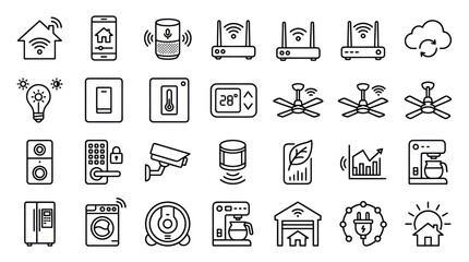 Fototapeta premium Modern home automation and wireless device icon collection.
