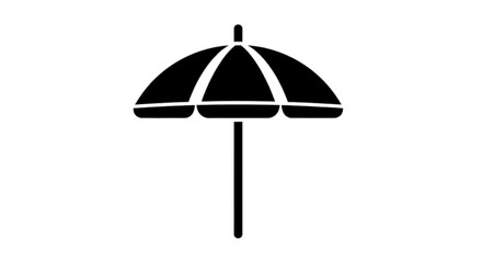 Obraz premium Minimal black silhouette icon, simple flat vector, bold black shape, no, no shading black silhouette of a beach umbrella icon on a, flat icon style
