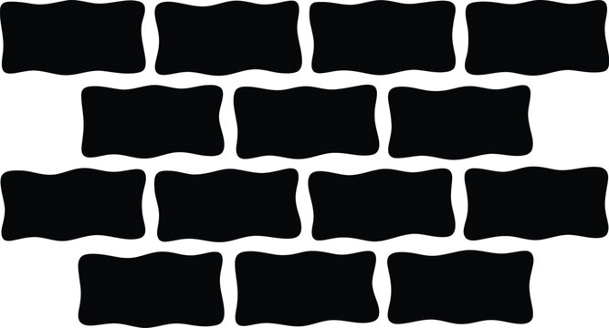 Black wavy brick wall pattern on white background