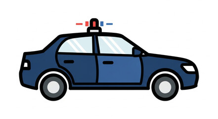 Illustration of a Police Car with Emergency Lights © ss