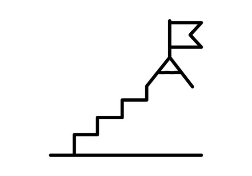 Icono de escalera con bandera en la cima