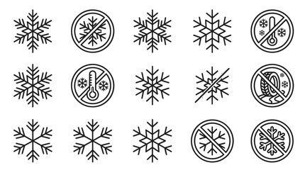 Snowflake shapes and winter season restriction icons © muhammad