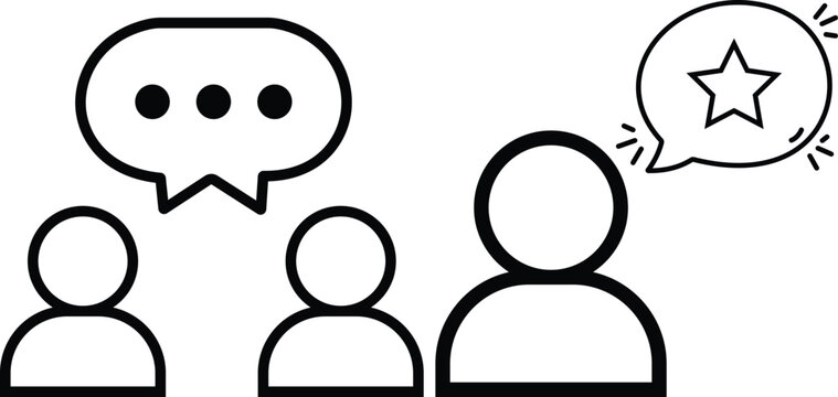 Doodle customer feedback and review icon set in hand drawn outline style vector collection featuring user discussion, rating, testimonial and impression symbols isolated on transparent background
