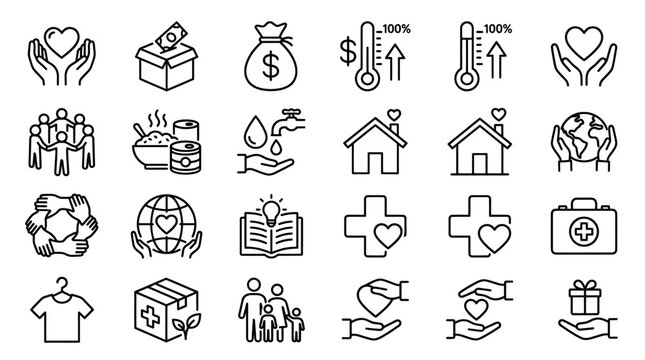 Social assistance and resource donation icons.