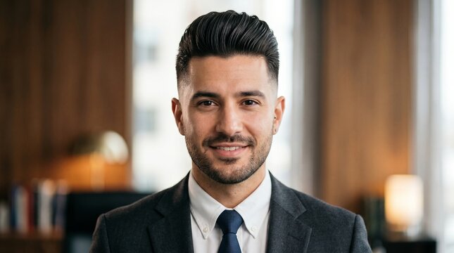 Tight Headshot With Elegant Pompadour Hairstyle and Premium Look