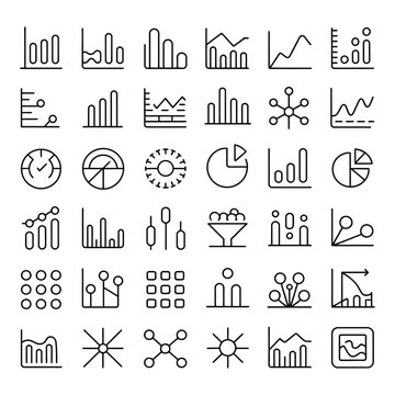 Analytics and Data Visualization Line Icons Set &ndash; Charts, Graphs, KPI Dashboard Outline